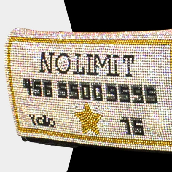 White Gold NO LIMIT Rhinestone Crystal FannyPack Belt Purse Card Style Accessory - Picture 3 of 3